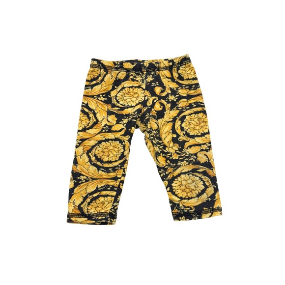 Versace Baby Barocco Print Leggings Gold Black 3-6M 62cm 1000205 Made in Italy